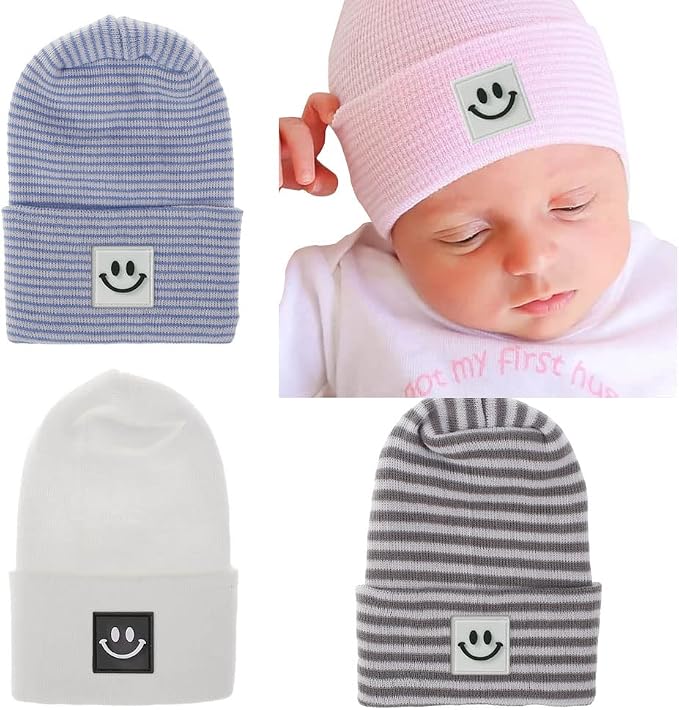 Newborn Baby Hat Infant Caps Baby Boy Girl Toddler Hospital Hats Bow Double by Upeilxd