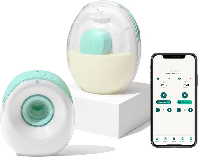 Willow Go - Wearable Breastfeeding Pump and Teal Case - Hands Free Breast Pump