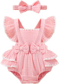 Baby Girl Summer Clothes Infant Girls Romper Dress | Ruffle Sleeve, Cotton Linen by Megeoly