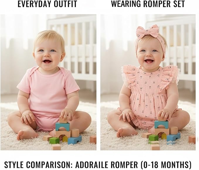 TITKKOP Ruffle Bubble Romper for Baby Girl | One-Piece Shorts Jumpsuit | Summer - Image 4