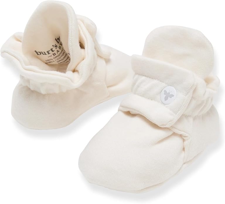 Burt's Bees Baby Unisex 100% Organic Cotton, Adjustable Booties | Easy-on and by BurtsBeesBaby