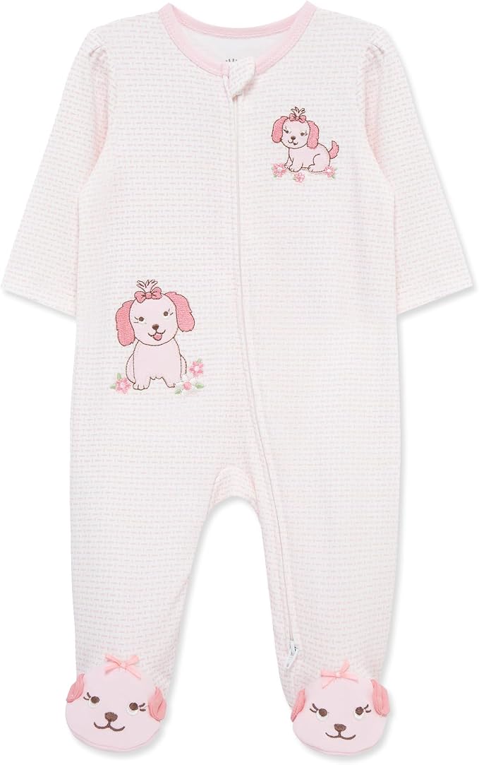 Little Me Clothes for Baby Girls' 100% Cotton Scratch-Free Tag Footie Sleeper by LittleMeChildrensApparel