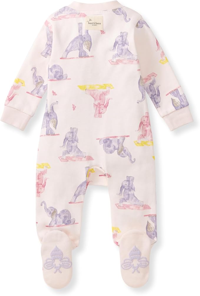 Burt's Bees Baby Girls' Organic Cotton, Sleep and Play Footed Pajamas | Easy - Image 2