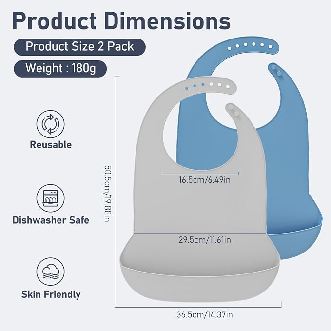 Adult Silicone Bibs | Adjustable Waterproof Clothing Protector - Image 3