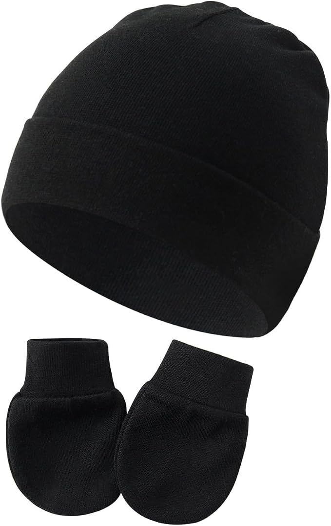 Newborn Hats Mittens Set Cute Baby Girls Boys Cotton Beanie hat Gloves by Wxllzlife