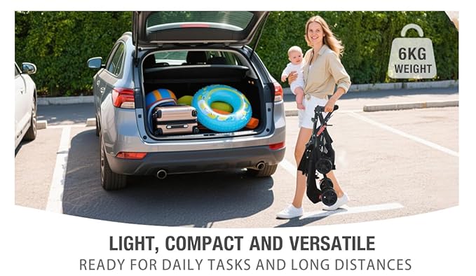 Lightweight Travel Stroller at Only 4.6 kg, Folding Compact Pushchair with Multi-Position Recline, Babies and Toddlers Pram from Birth, Baby Buggy with Cup Holder, Canopy (A8 Grey)