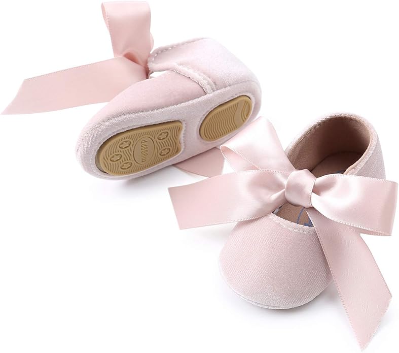 KIDSUN Infant Baby Girls Mary Jane Shoes Non-Slip Rubber Sole Ballet Slippers by KIDSUN