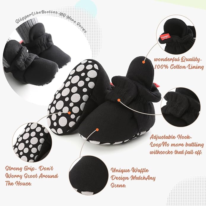 Infant Baby Boys Girls Cozy Fleece Booties Stay on Slippers Non Slip Soft - Image 4