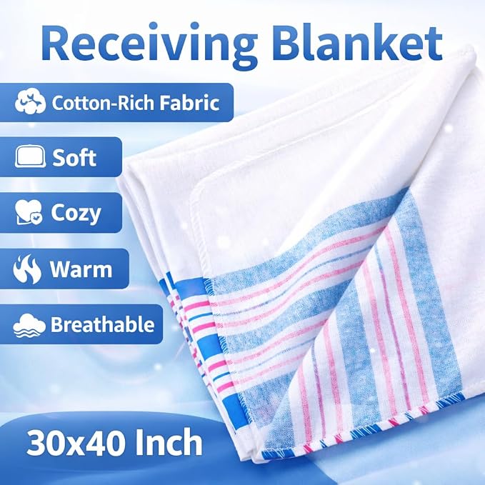 Vakly Hospital Receiving Baby Blankets Soft Flannel Nursery Swaddle - Image 2