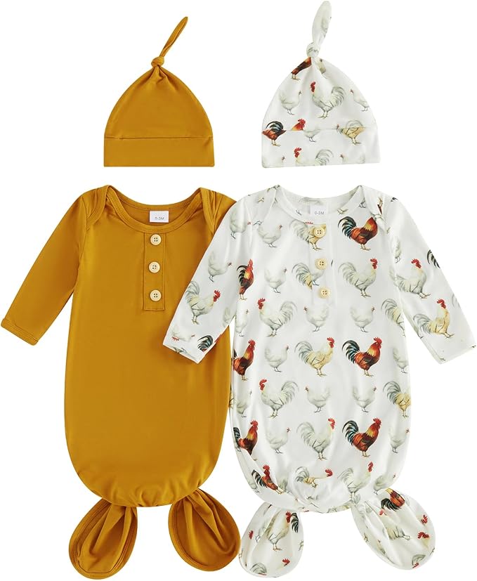 2-Pack Baby Sleeper knotted Gown Boy Girl Nightgown by Merqwadd