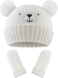 JANGANNSA Cute Bear Baby Beanie Pompom Baby Boys Hat Infant Toddler Winter Knitted Beanies for Girls