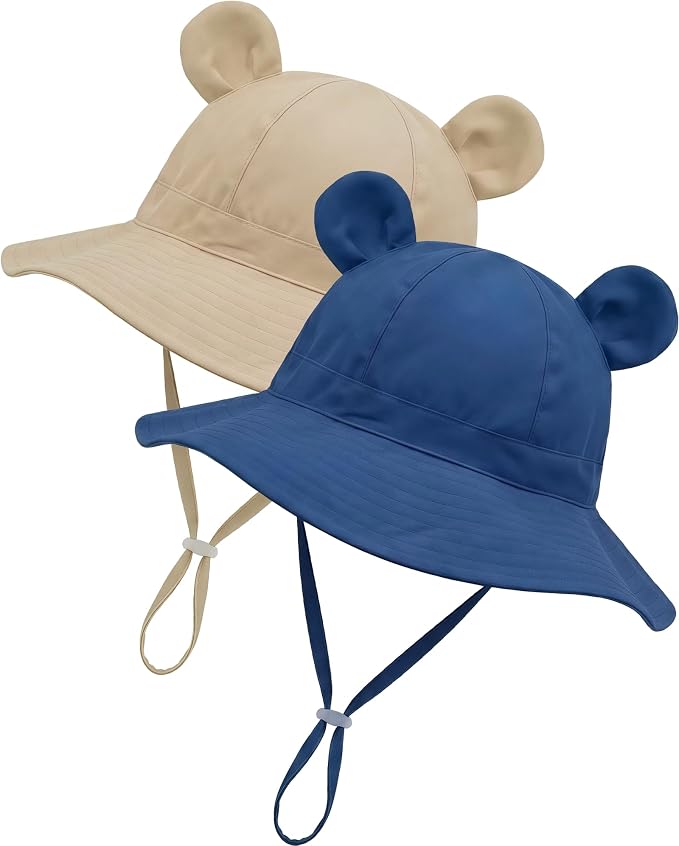 Toddler Baby Sun Hat 2Pack UPF 50+ Kids Infants Adjustable Bucket Hat by KMOLY