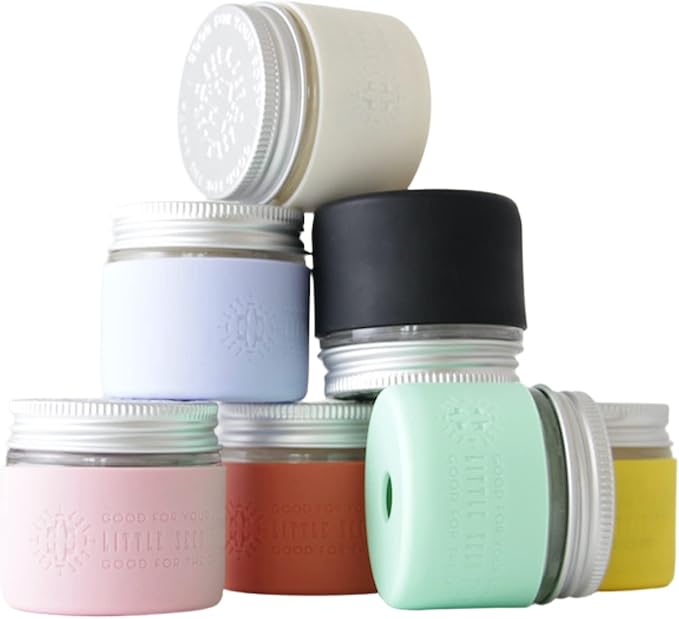 Little Seed Farm Protective Silicone Sleeves for Jars - 2-Pack - Pastel Purple