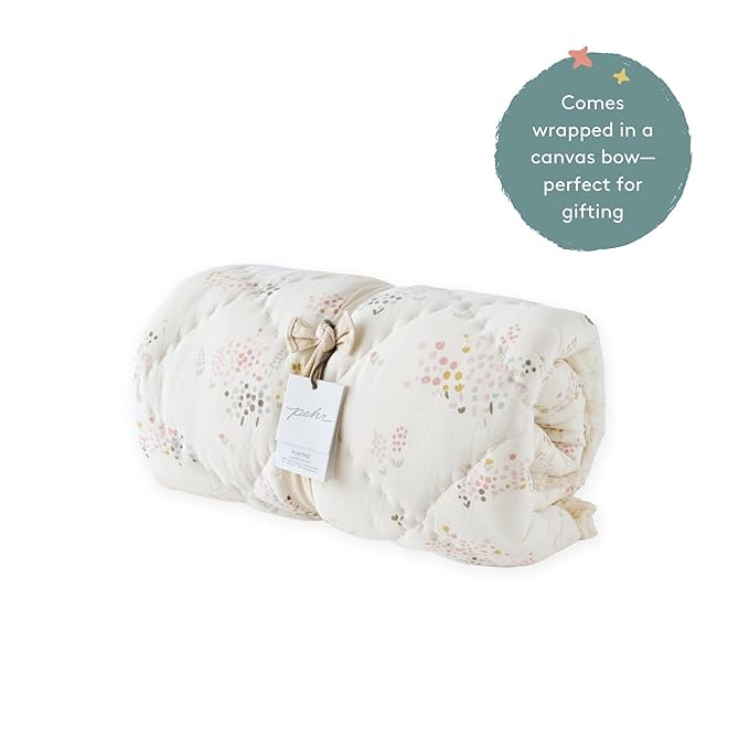 Pehr Baby Play Mat, Flower Patch | Ultra-Soft Quilted 100% Cotton Exterior with Plush Polyester Fiberfill | 40” Diameter