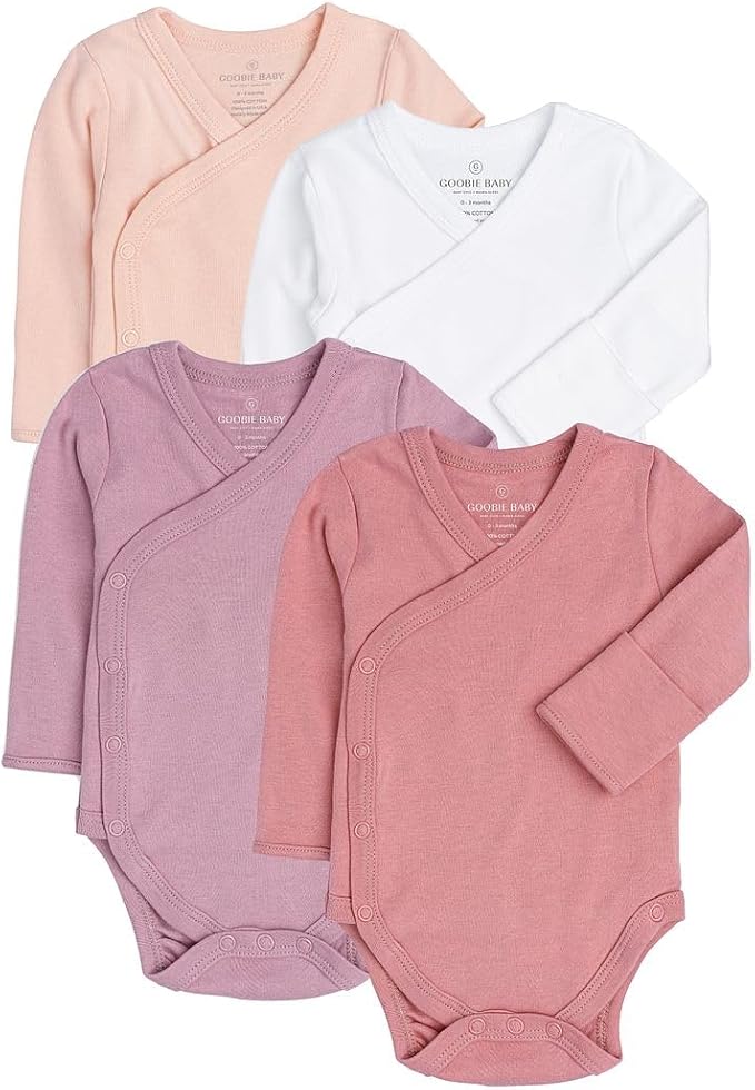 Baby Side Snap Kimono Bodysuit Set, Mitten Cuffs, 100% Cotton, Boy Girl by Goobie+Baby