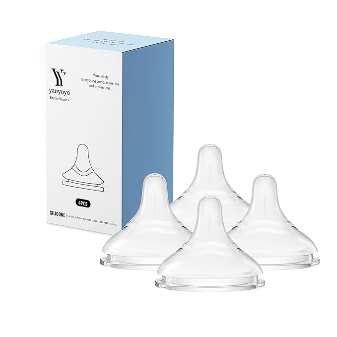 Silicone Bottle Nipple, Anti Colic Nipples for Baby, Natural Feel, M, 3 Months+, 4 Counts