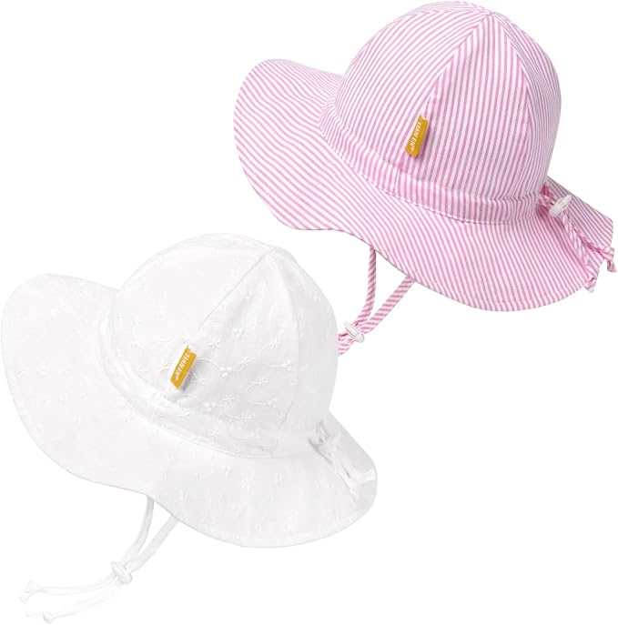 Baby Girl Sun Hat with UPF 50+ Outdoor Adjustable Toddler Beach Hat with Wide by DANMY