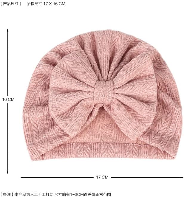 Baby Girls Hair Bow Turban Hat 6PCS Set, Top Bowknot Head Wrap Beanie India Caps - Image 2