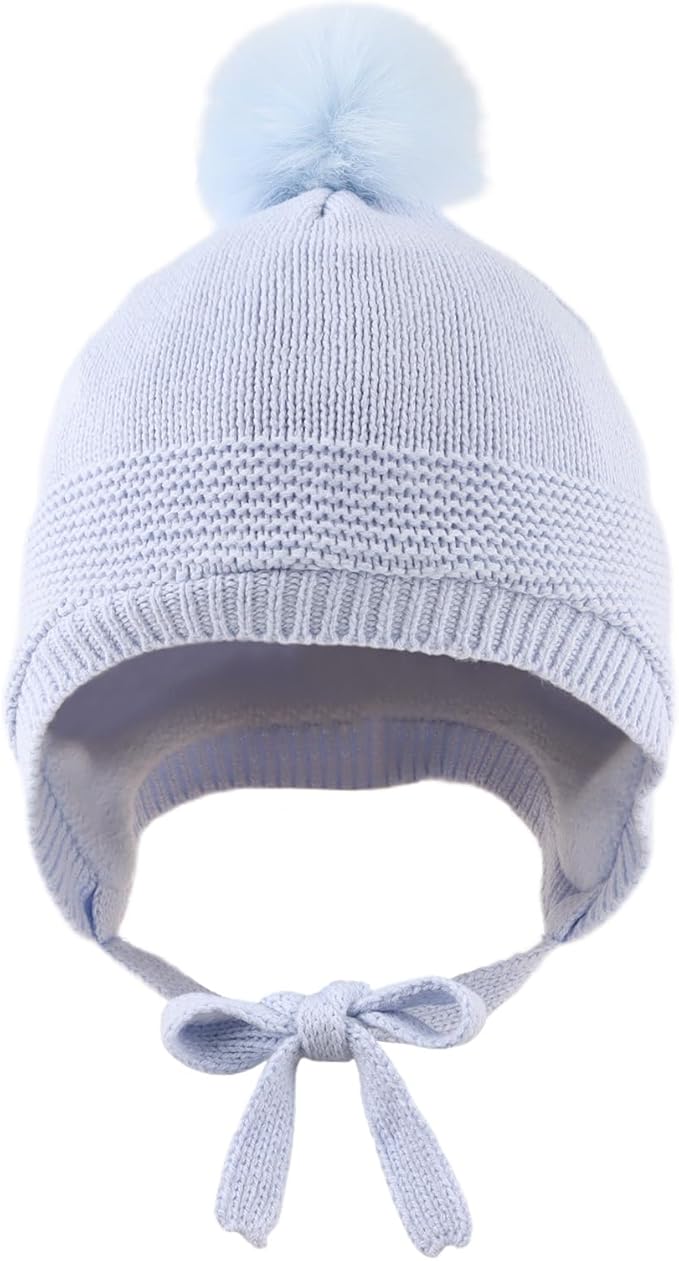 JANGANNSA Basic Winter Baby Boys Beanie Pompom Knitted Girls Hat Kids Earflap Beanies Warm Infant Toddler Hats