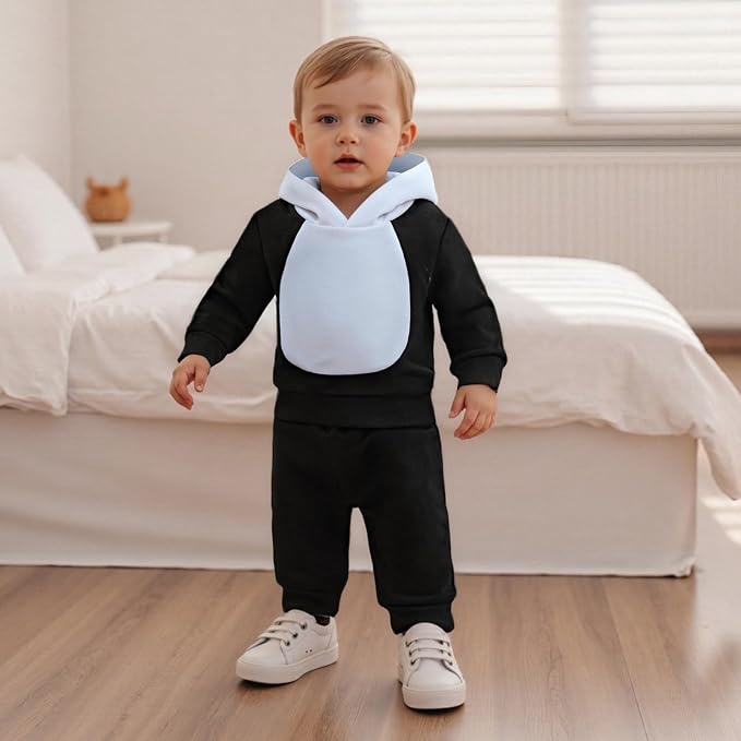 Infant Baby Boy Fall Winter Clothes Outfit Hooded Long Sweatshirt Pant Set - Image 3
