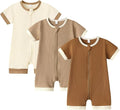 Bafeicao Unisex Baby Boy Girl 2/3 Pack Rompers Short Sleeve | 2 Way Zipper by Bafeicao