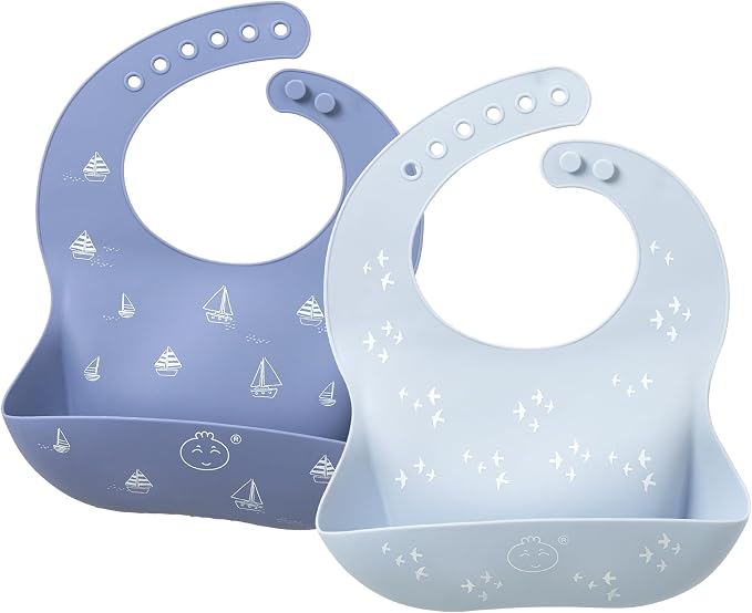 Little Dimsum Silicone Baby Feeding Bibs Easily Adjustable and Wipe Clean Soft by LittleDimsum