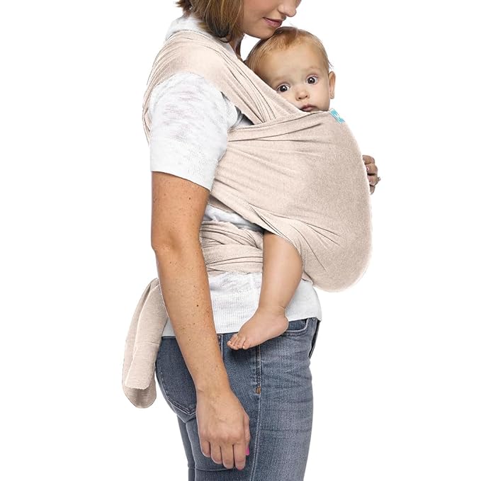 Moby Baby Wrap Carrier Evolution by Petunia Pickle Bottom for Newborns to Toddlers (8-33lbs), Infant Sling Carrier, Hands Free Design, Adjustable for All Body Types (Almond)