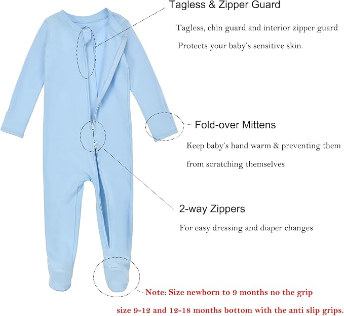 Aablexema Baby Footie Pajamas Cotton - Image 4