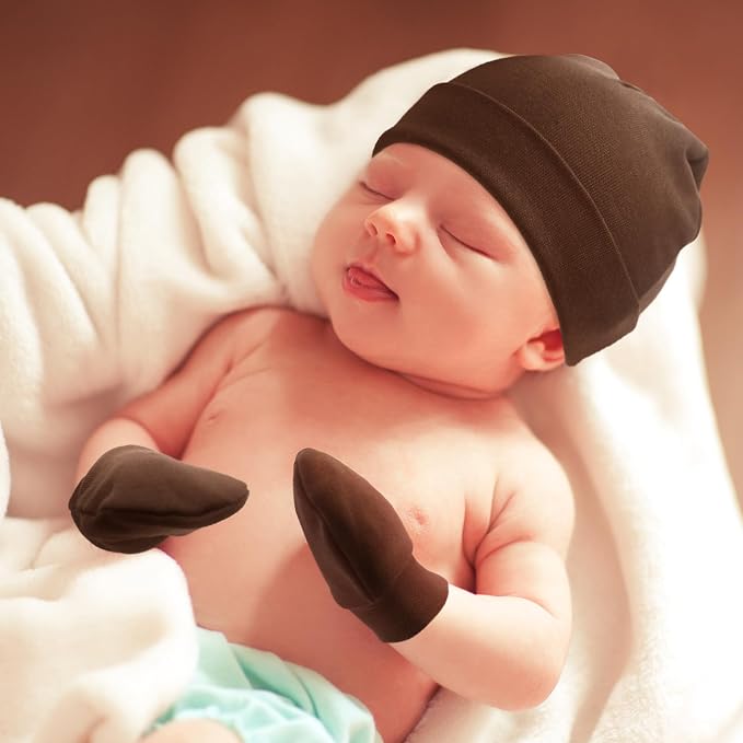 BQUBO Newborn Baby Hats Mittens Set Hospital Hat Beanie Infant Caps Baby Gloves - Image 3