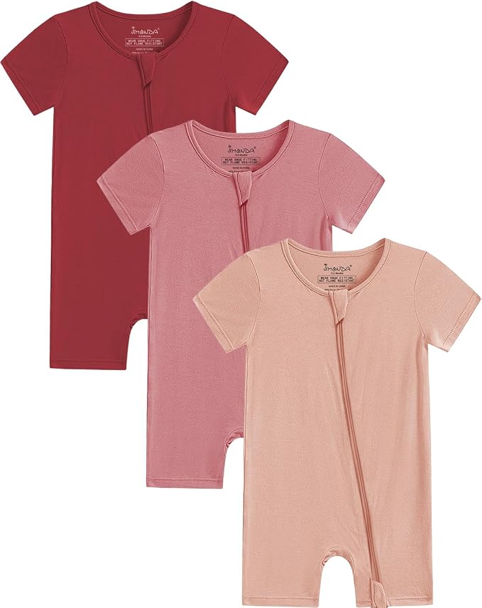 Jimonda Baby Bamboo Rayon Rompers Short Sleeve 3pc Pjs by JimondaBaby