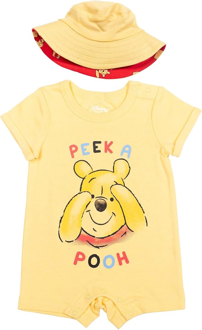 Disney Baby Boys' 2-Piece Romper and Bucket Hat Set Newborn to Infant - Image 6