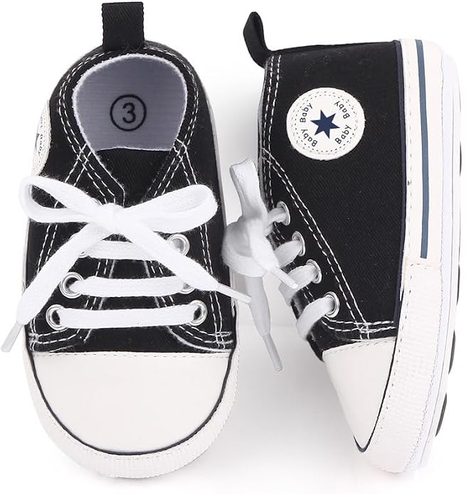 Unisex Baby Girls Boys Canvas High-top Shoes, Newborn Infant Anti-Slip Soft - Image 2