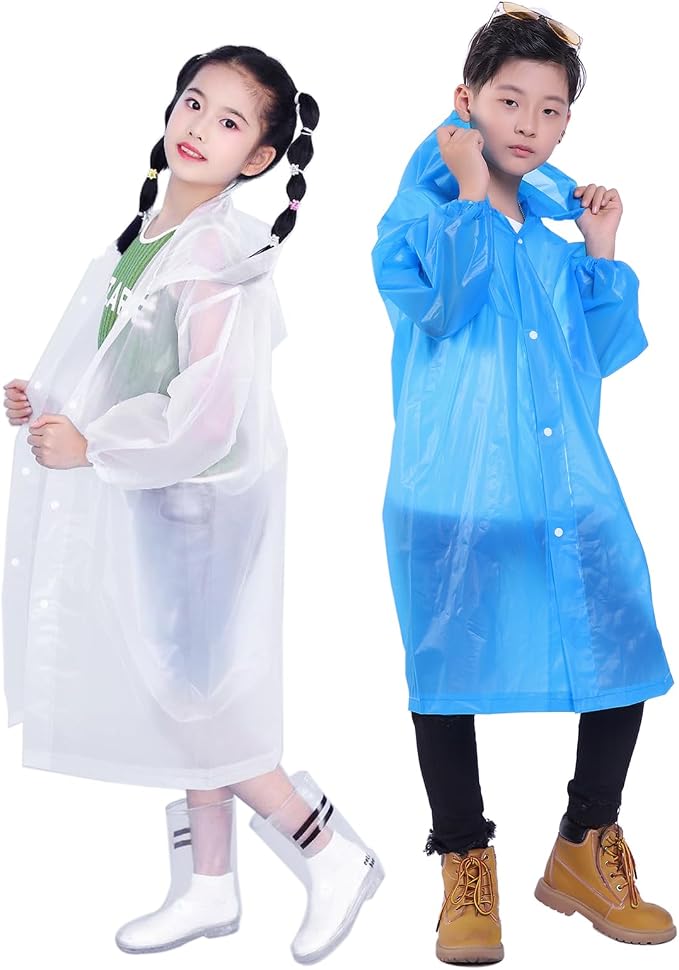 Kids Rain Jacket, 2 Pack Rain Ponchos by Makonus