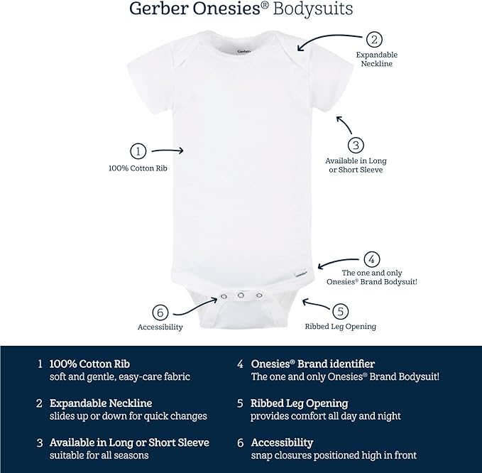 Gerber Baby 6 Pack Long-sleeve Onesies Bodysuit - Image 6
