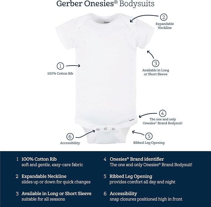 Gerber Baby Boys 8-Pack Short Sleeve Onesies Bodysuits - Image 6