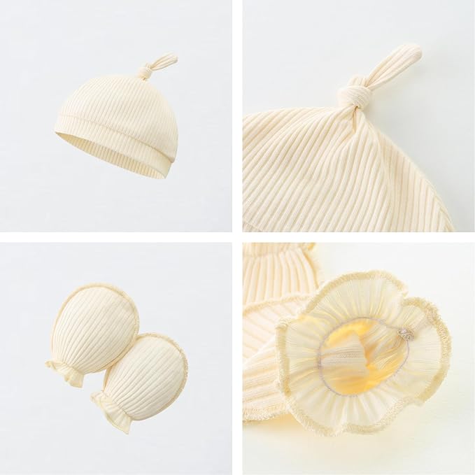 Baby Romper with Baby Mittens & Newborn Hats Footless Long Sleeve - Image 3