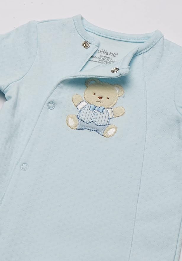 Little Me Clothes for Baby Boys' 100% Cotton Scratch-Free Tag Footie Sleeper - Image 3
