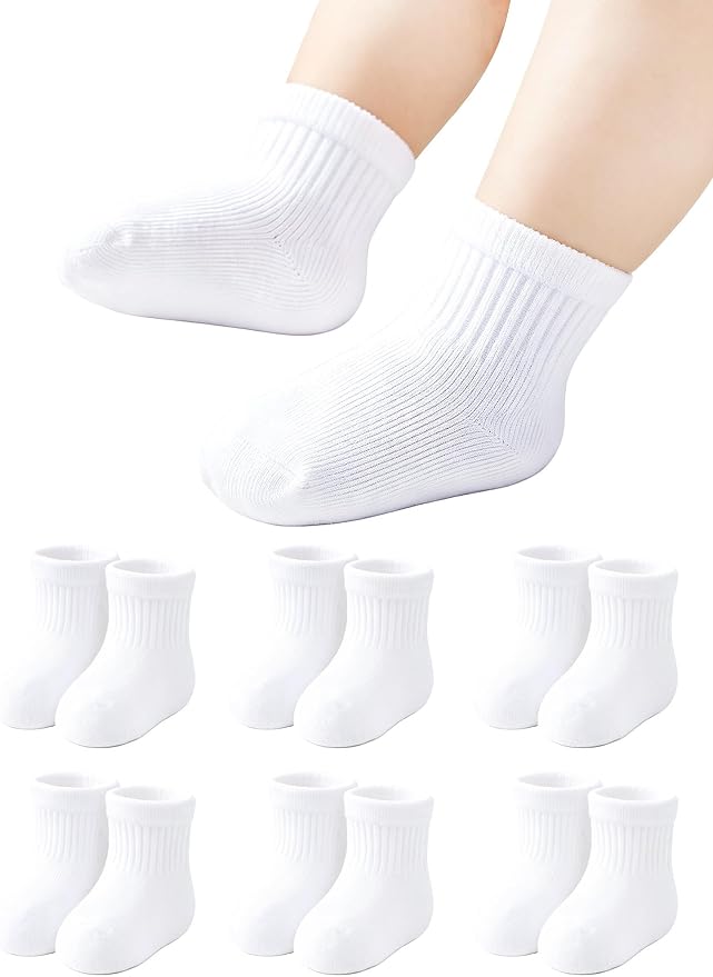 Newborn Socks 0-3 Months Preemie Infant Cotton Terry Ankle Socks 6 Pairs by Miniangel
