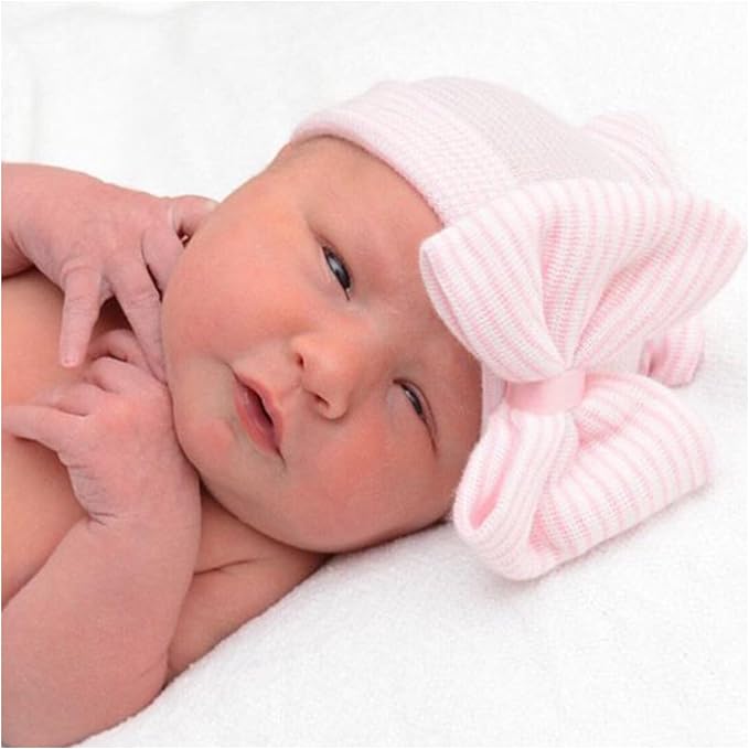 Newborn Baby Girl Hats with Bow No Scratch Cotton Toddler Infant Hat Beanie - Image 6
