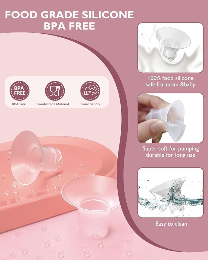 Upgraded Flange Inserts 19mm for 24mm Flange/Shield of Most Pumps Compatible with Momcozy/Medela/Spectra/eufy/Elvie/Lansinoh/TSRETE/Paru Breast Pump, Reduce 24mm Nipple Tunnel Down to 19mm, 4PCS