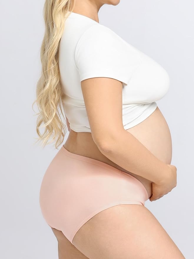 Angelhood 6 Pack Womens Cotton Maternity Underwear,Healthy Maternity Pregnancy Panties Postpartum Mother Under Bump Underwear
