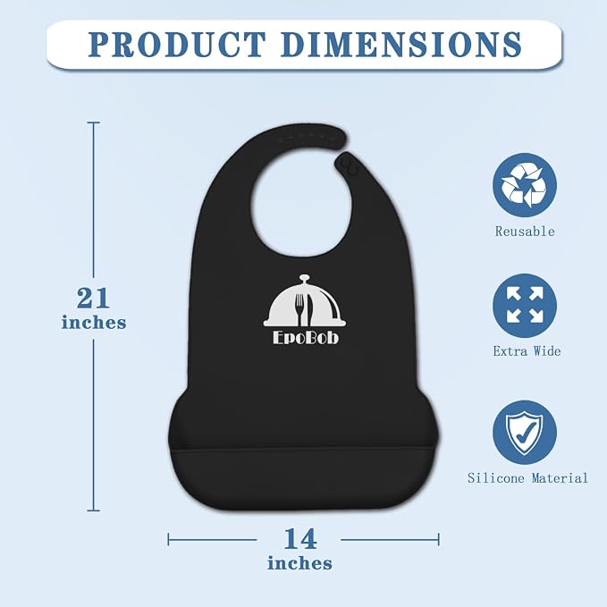Silicone Adult Bibs with Crumb Catcher, Washable and Adjustable Adult Bibs - Image 3