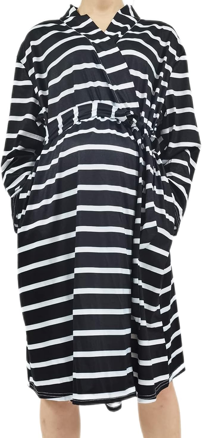 SUFEINI Maternity Robe and Matching Baby Swaddle Blanket Set, Mommy Robe - Image 7