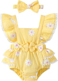 Baby Girl Summer Clothes Infant Girls Romper Dress | Ruffle Sleeve, Cotton Linen by Megeoly