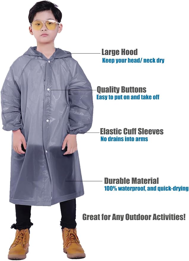 Kids Rain Jacket, 2 Pack Rain Ponchos - Image 3