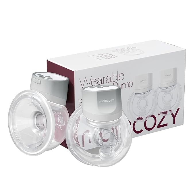 Momcozy Hands-Free Breast Pump S12 Pro, Wearable & Portable Pump with Soft DoubleFit Flange, 3 Modes | 9 Levels Double Electric Pump, Smart Display, 24mm, 2 Pack, Cozy Grey