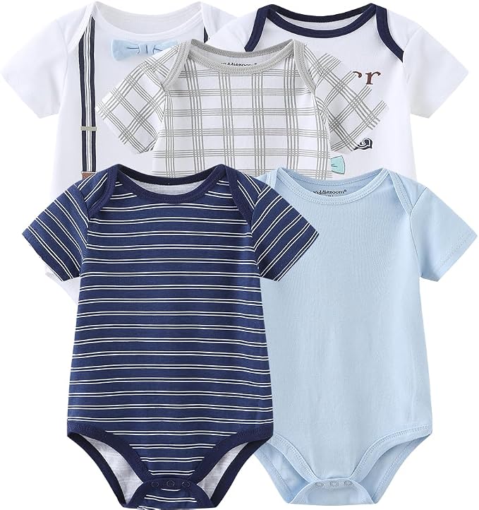 Kiddiezoom Newborn Baby Unisex Cotton One-Piece Bodysuits Baby Gift 5-Pack Baby by Kiddiezoom
