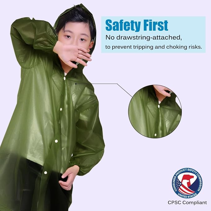 Kids Rain Jacket, 2 Pack Rain Ponchos - Image 3