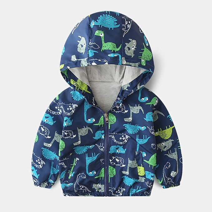 FYMNSI Toddler Baby Boys Girls Hooded Jacket Windbreaker Lightweight Dinosaur - Image 3