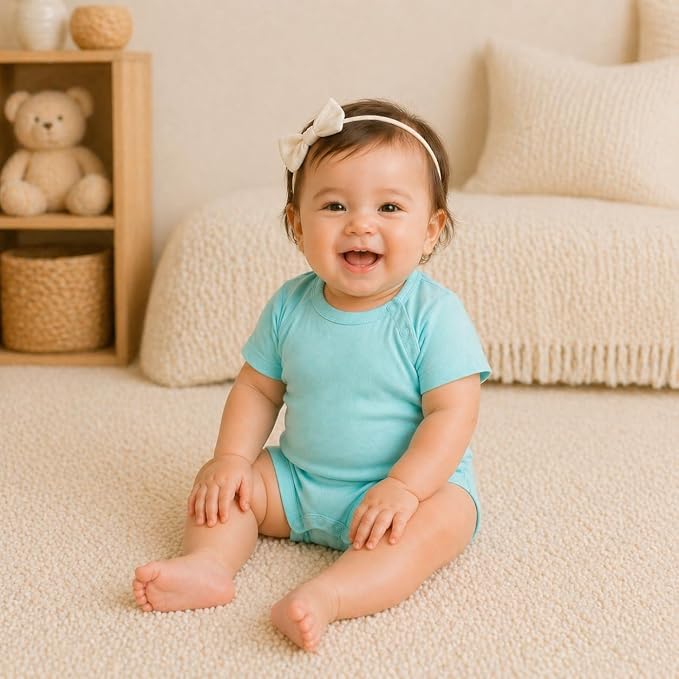 GUISBY Baby Romper 3-Pack Short Sleeve Rayon of Bamboo Bodysuit Set, 0-24M | - Image 5